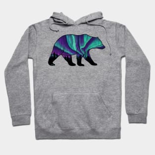 Brown Bear Silhouette - Northern Lights Hoodie